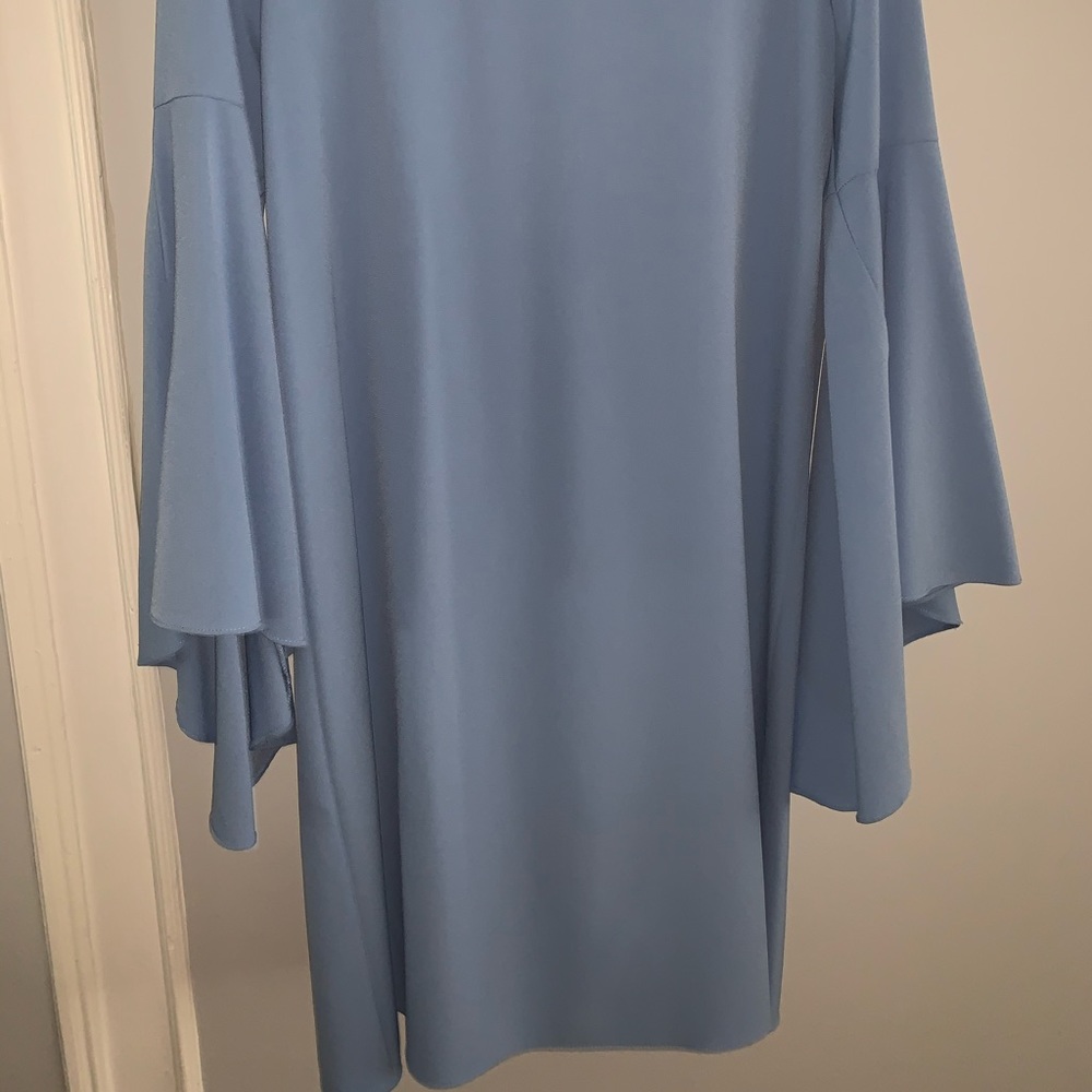 Aqua Shift Dress with Bell Sleeves